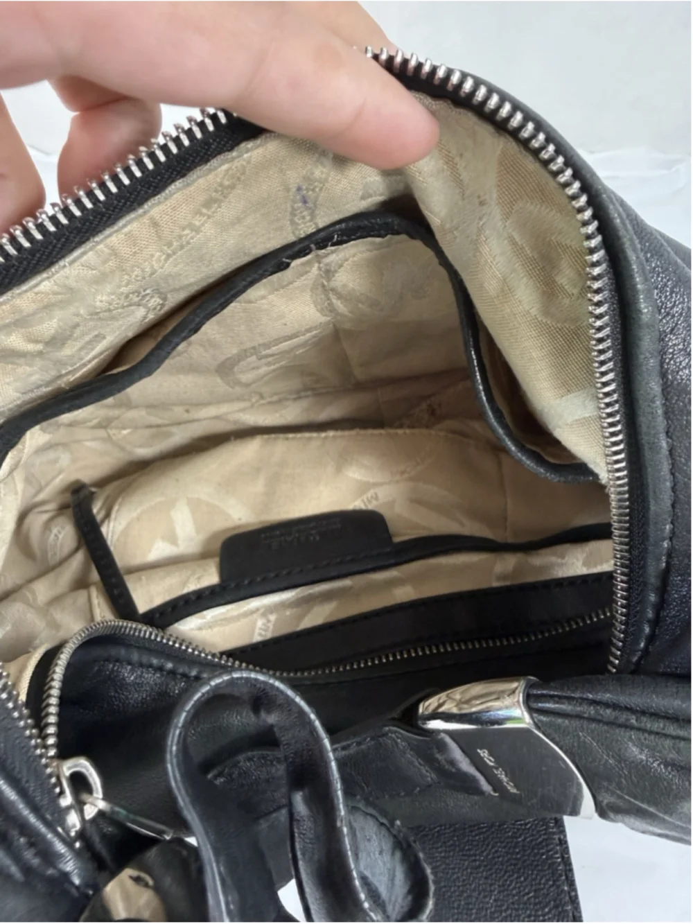 MICHAEL KORS Morgan Black Leather Hobo bag Purse vintage Y2K